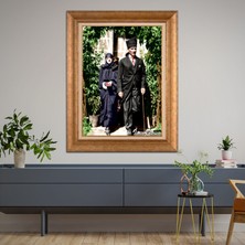 Giyense Özel Seri Altın Paspartulu Çerçeveli Atatürk Tablo N5354