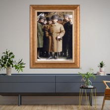 Giyense Özel Seri Altın Paspartulu Çerçeveli Atatürk Tablo N4950