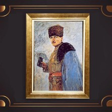 Giyense Özel Seri Altın Paspartulu Çerçeveli Atatürk Tablo N5072