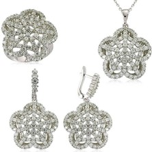 Inure Jewelry Gümüş Çiçek Bayan Set
