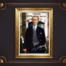 Giyense Özel Seri Altın Paspartulu Çerçeveli Atatürk Tablo N5121