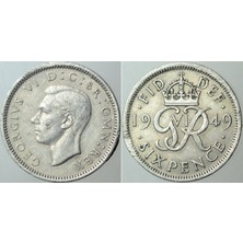 Banknoting Birleşik Krallık 6 Pence 1949 Kral 6. George (Iı. Elizabeth'in Babası) Ingiltere.