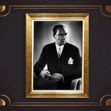 Giyense Özel Seri Altın Paspartulu Çerçeveli Atatürk Tablo N5095