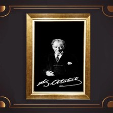 Giyense Özel Seri Altın Paspartulu Çerçeveli Atatürk Tablo N5543