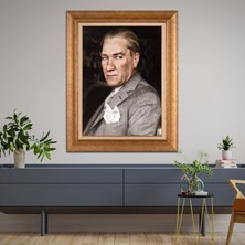 Giyense Özel Seri Altın Paspartulu Çerçeveli Atatürk Tablo N5592