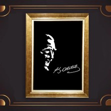 Giyense Özel Seri Altın Paspartulu Çerçeveli Atatürk Tablo N5044