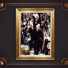 Giyense Özel Seri Altın Paspartulu Çerçeveli Atatürk Tablo N5079