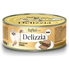 Üreticiniz Reflex Plus Delizzia Kıyılmış Hindi Etli Yetişkin Konserve Kedi Maması 85 gr 1 Ade