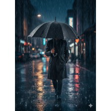 Siyah Fiber Baston Rüzgarda Kırılmayan Şemsiye 16 Telli Çap 130CM