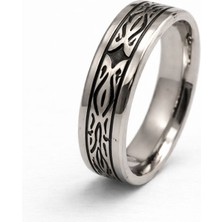 Famex Butik ve Aksesuar Erkek Siyah Çelik Yüzük – Yeşil Opal Görünümlü Orta Şeritli Modern Tasarım | Paslanmaz, Kararma Yapmaz Şık Erkek Yüzüğü