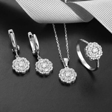 Inure Jewelry Gümüş Zirkon Taşlı Çiçek Kadın Set