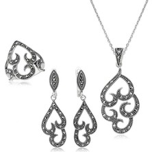 Inure Jewelry Gümüş Markazit Taşlı Bayan Set