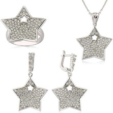 Inure Jewelry Gümüş Zirkon Taşlı Yıldız Bayan Set
