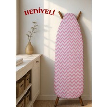Pembe Zigzag Desenli Battal Xxl Pamuklu Ütü Masası Kılıfı