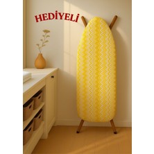 Keçeli Sarı Zigzag Desenli Battal Boy Xxl Pamuklu Ütü Masası Kılıfı