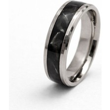 Famex Butik ve Aksesuar Erkek Siyah Çelik Yüzük – Yeşil Opal Görünümlü Orta Şeritli Modern Tasarım | Paslanmaz, Kararma Yapmaz Şık Erkek Yüzüğü