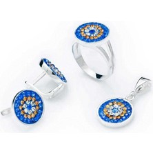 Inure Jewelry Gümüş Nazarlı Yuvarlak Bayan Set