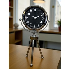 Emt Pazarlama Zentime Silver Classic Tasarım Üç Ayaklı Metal Masa Saati
