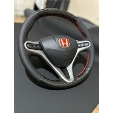 Dk Direksiyon Kaplamacı Honda Fd6 Araca Özel Direksiyon Kılıfı (Noktalı-Microfibercarbon)