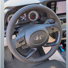 Dk Direksiyon Kaplamacı Hyundai Elentra 2021 (Gri Deri) Araca Özel Dikmeli Direksiyon Kılıfı