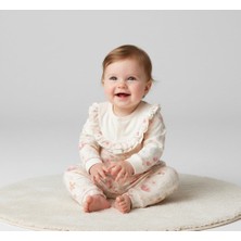 Bebeva Baby Kız Bebek %100 Pamuklu Fisto Dantel Detaylı Çiçek Desenli Uzun Kollu Alt Üst Takım