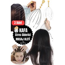 PremiumPort 3'lü Kafa Derisi Masaj Aleti, El Baş Masaj Çelik Tel Aracı