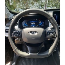 Hasbay Dikişli Direksiyon Kılıfı Damarlı Noktalı Deri Siyah Dikişli Chery Tiggo 8 Için