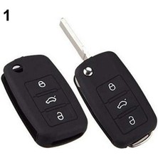 Volkswagen Polo Passat B5 Golf Jetta Mk6 Tiguan Eos Scirocco Silikon Araba Anahtarı Kılıfı Siyah (Logosuz)
