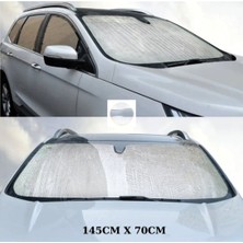 Stilix Garage Güneşlik Gölgelik Büyük Boy Vantuzlu Gümüş Nikel Balonlu Ön Cam Oto 145CM x 70 cm Büyük Boy