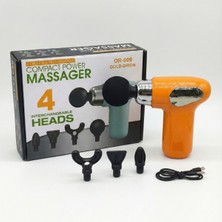 PremiumPort Mini Şarjlı Masaj Tabancası, 4 Başlıklı Titreşimli Kas Gevşetici