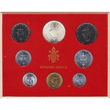Banknoting Vatikan Darphane Seti 1-500 Liret 8 Parça 1972 Papa 6. Paul (500 Liret 11 gr Gümüş) Çil.