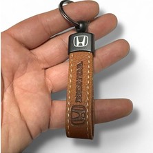 İmza Direksiyon Kılıfı Honda Kabartmalı Logo ve Yazılı Anahtarlık (Kahverengi) Thermo Deri