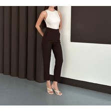 Yüksek Bel Düz Paça Kadın Kumaş Pantolon