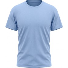 ÜMİTEKS WORLD OF CLOTHES Açık Mavi Bisiklet Yaka Kısa Kol Penye Tişört 0 Yaka Bebe Mavisi Penye T-Shirt Penye Basic T-Shirt
