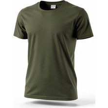 ÜMİTEKS WORLD OF CLOTHES Haki Yeşili 0 Yaka Penye Süprem Tişört Yeşil Süprem Basic T-Shirt Yeşil Kısa Kol Bisiklet Yaka