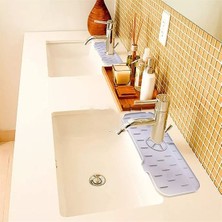 Lavabo Için Silikon Esnek Mat Musluk Sapı Damlama Tutucu Raf Mutfak Tezgahı Sıçrama Koruma (54