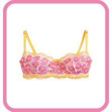 Zarvia Papatya Işlemeli Tül Sütyen Balenli Sarı Iç Çamaşırı