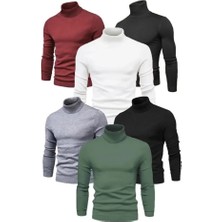 Pazarcan 6 Adet Unisex Kaşkorse Boğazlı Full Likralı Fitilli Body Kazak