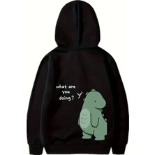 Pazarcan Sevgililer Günü Özel Unisex Kapüşonlu Baskılı Oversize Sweatshirt - Siyah