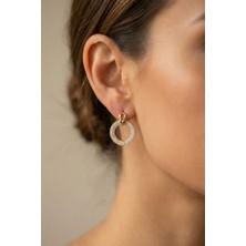 Osha Aksesuar Kadın Rose Renk Zirkon Taşlı Işıltılı Halka Küpe