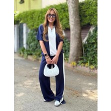 Pazarcan Kadın Modal Kumaş Yakası Fermuarlı Şerit Detaylı Takım