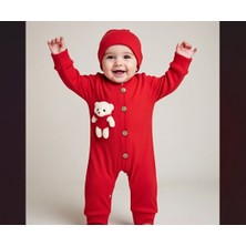 Oyuncak Ayı Detaylı Fitilli Bebek Tulum Şapkalı 2’li Set