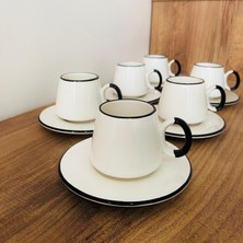 Nokta Porselen ve Seramik Türk Kahvesi 6'lı Fincan Takımı Siyah Fileli Elit Serisi