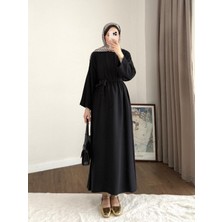 RFK Butik Kadın Belden Kuşaklı Tensel Elbise - Siyah