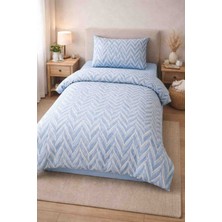 Seralay Home Mavi Zigzag Lastikli Çarşaflı Tek Kişilik Nevresim Takımı