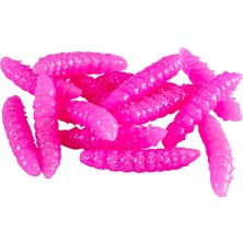 Fishack Yüzen Silikon Kurt - Glow Alabalık Yemi - 37MM - Peynir Kokulu - Pembe - Trout Bait