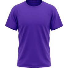 ÜMİTEKS WORLD OF CLOTHES Mor Bisiklet Yaka Kısa Kol Penye Tişört 0 Yaka Mor Penye T-Shirt Penye Basic T-Shirt Mor