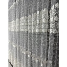 Mir Perde Brode Tül Perde  1/3  Pileli Tüm Odalara Uygun Gül Desenli Hoş Görünümlu