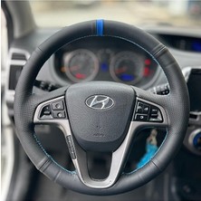 İmza Direksiyon Kılıfı Hyundai I20 Araca Özel Direksiyon Kılıfı (Noktalı Bentley Mavi)