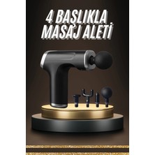 PremiumPort Şarjlı Profesyonel Masaj Tabancası, 4 Başlıklı Sporcu Masaj Aleti